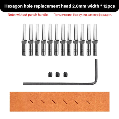 WUTA 3G Replaceable Leather Punch Heads – Diamond, Olive & Round Hole Pricking Irons for DIY Leathercraft