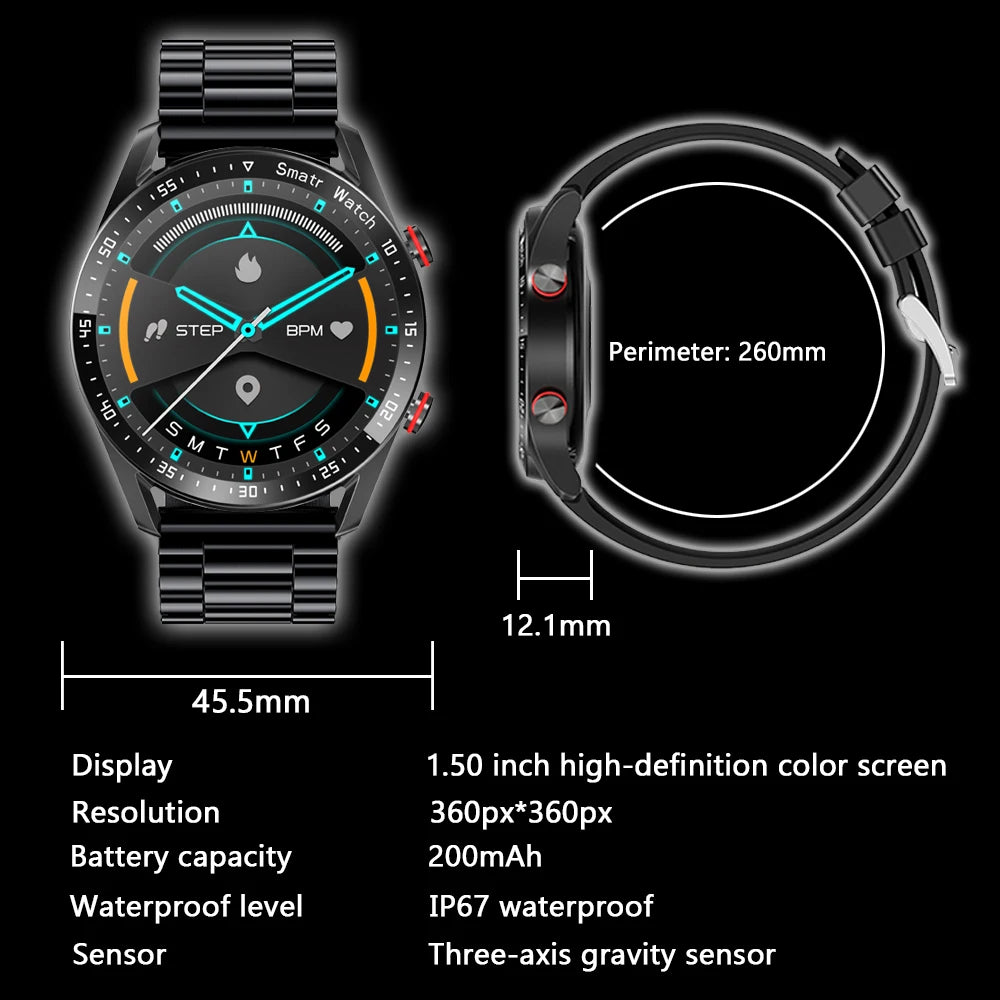 2024 New Bluetooth Call Smartwatch for Men – 360x360 HD Display, Heart Rate, ECG+PPG, Fitness Tracker for Huawei