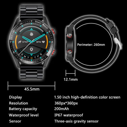 2024 New Bluetooth Call Smartwatch for Men – 360x360 HD Display, Heart Rate, ECG+PPG, Fitness Tracker for Huawei