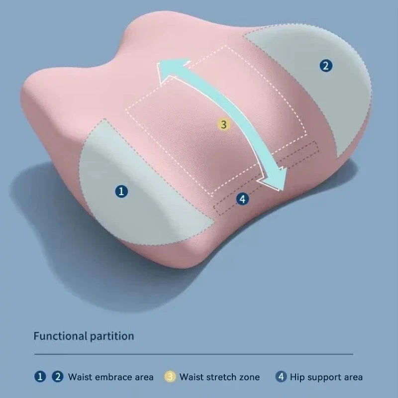 Ergonomic Lumbar Support Pillow — Soft Memory Cotton Cushion for Sleep, Back Pain Relief & Bed Support
