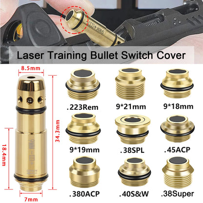 Red Dot Laser Training Bullet Switch Cover — Cartridge Boresighter for .223Rem, .380ACP, .40S&W, 9x19mm Taurus G2C Trainer