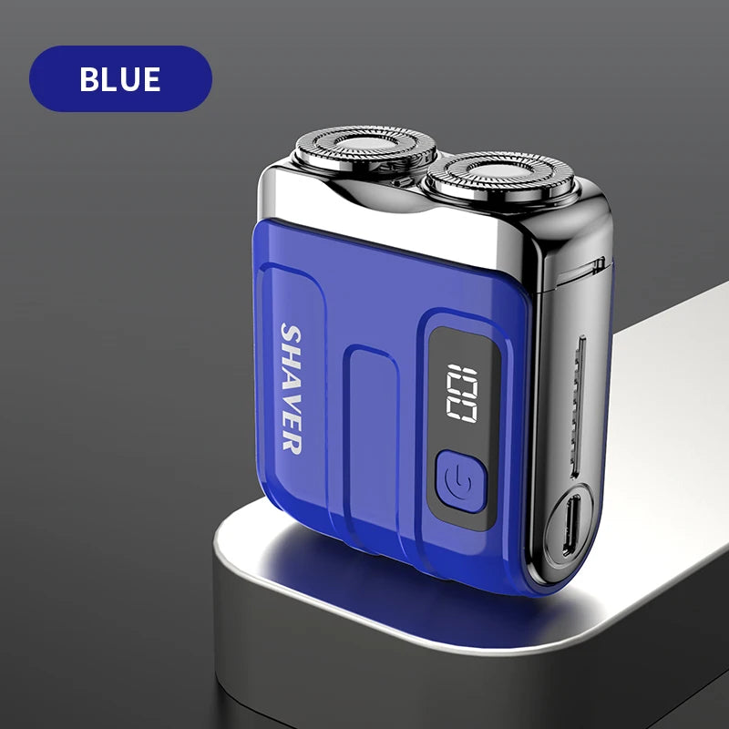 Mini Electric Smart Shaver – Household & Car Use, Dual Blade Rechargeable Beard Trimmer with Digital Display