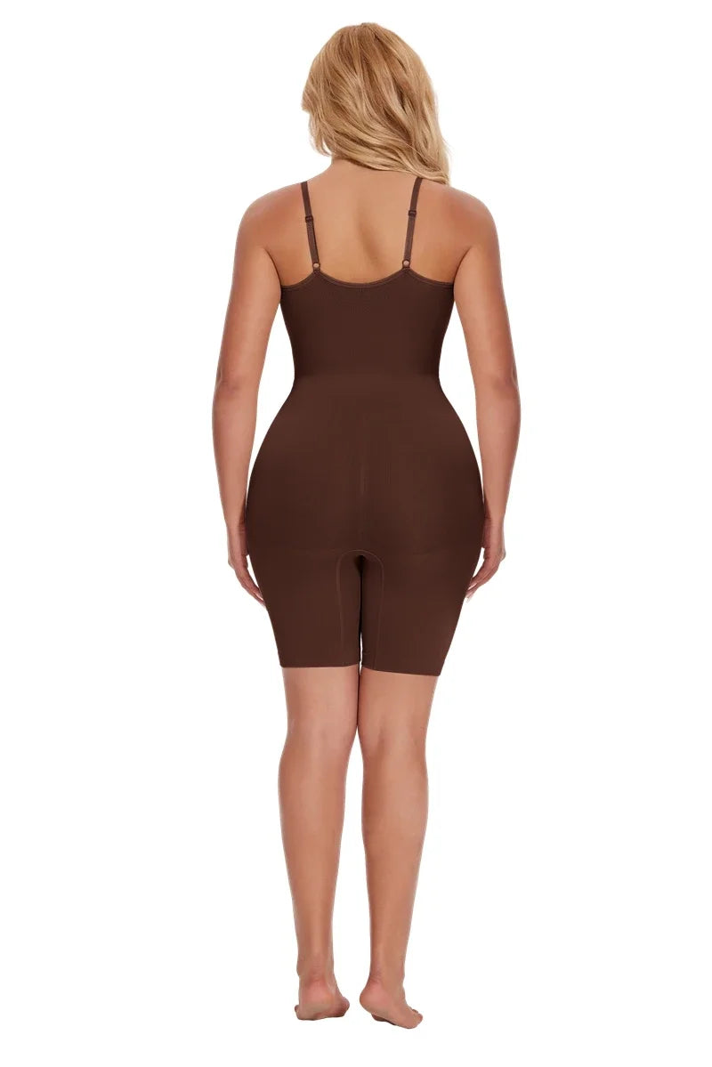 Women’s Bodysuit Shapewear Tank Top — Tummy Control Full Body Shaper with Anti-Chafing Shorts, Waist Trainer & Butt Lifter