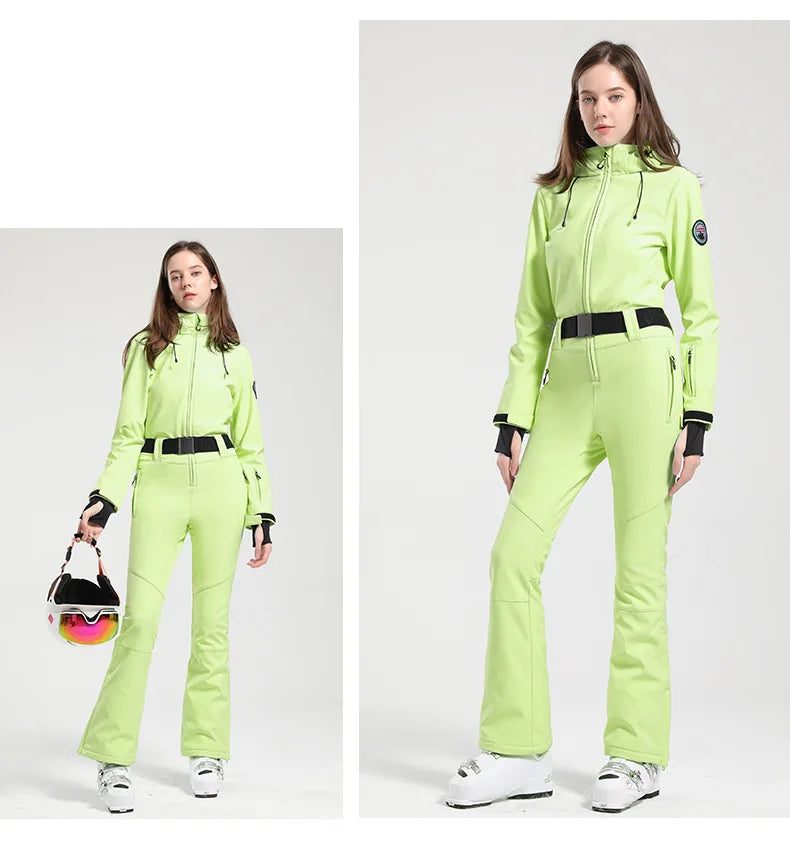 Gsou Women’s Winter Snow Jumpsuit – One-Piece Ski Suit, Thermal Waterproof & Windproof Outdoor Sportswear for Snowboarding