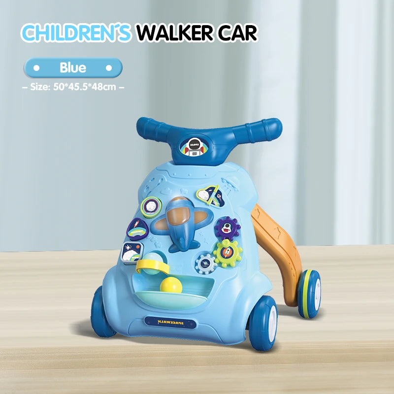 Baby Toddler Push Walker Toy – Interactive Musical Montessori Activity Walker with Lights and Safety Brake