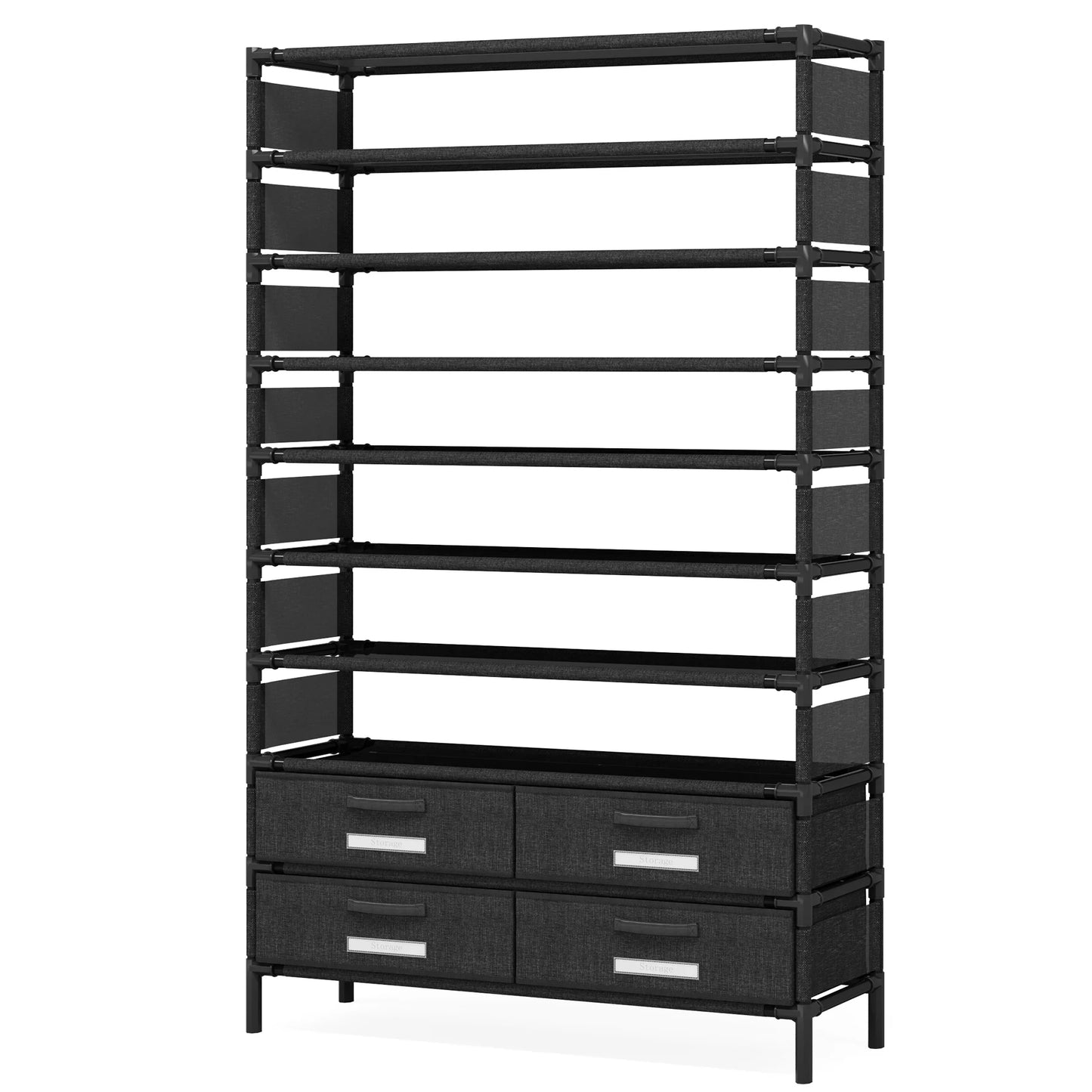 Tribesigns 10-Tier Shoe Rack Organizer – Vertical Shoe Shelf with 4 Drawer Bins, Holds 32 Pairs for Closet & Entryway