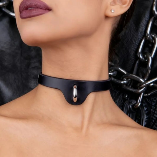 UYEE Harajuku PU Leather Punk Choker Necklace – Gothic Y2K Style Adjustable Collar Belt Pendant Jewelry for Men & Women