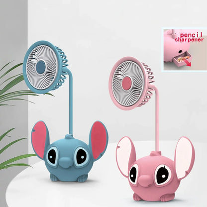 LED Lilo & Stitch Desk Lamp with Pencil Sharpener – Foldable USB Rechargeable Light, Cute Small Book Lamp, Perfect Gift