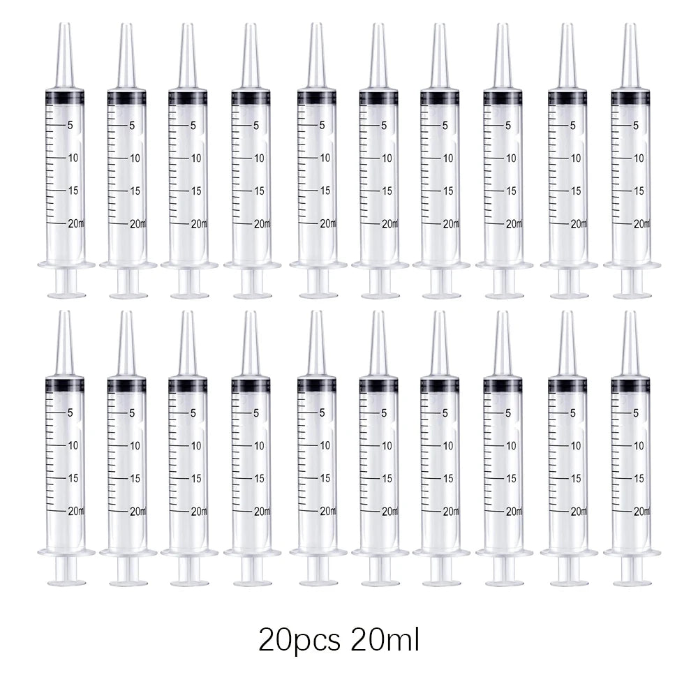 Reusable Plastic Measuring Syringe - 20ml and 60ml Needle-Free Liquid Dispenser for Hydroponics, Oils, Nutrients, and Pet Feeding