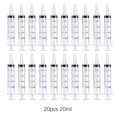Reusable Plastic Measuring Syringe - 20ml and 60ml Needle-Free Liquid Dispenser for Hydroponics, Oils, Nutrients, and Pet Feeding