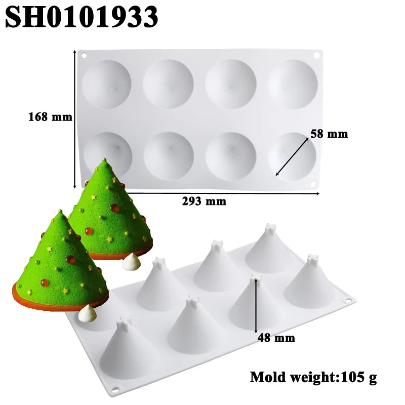 Christmas Silicone Cake Molds — Tree, Snowflake & Hat Shapes for Mousse, Chocolate & Holiday Baking