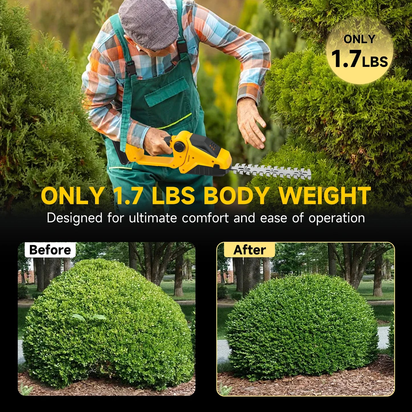 2-in-1 Cordless Hedge Trimmer & Grass Shears for DeWalt 20V Battery – Handheld Electric Garden Tool (Battery Not Included)