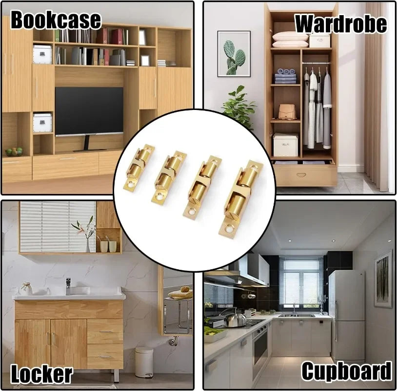 5/1pcs Furniture Door Ball Latch | Brass Double Roller Spring Ball Catch, Adjustable Tension Latch for Cabinets & Closets