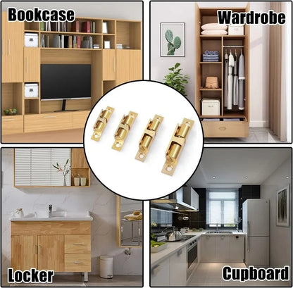 5/1pcs Furniture Door Ball Latch | Brass Double Roller Spring Ball Catch, Adjustable Tension Latch for Cabinets & Closets