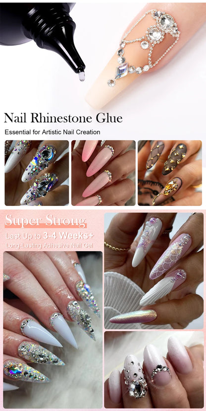BORN PRETTY 30ML Nail Rhinestone Glue - Gel Adhesive for 3D Nail Charms, Bling Gems & Nail Decoration Supplies