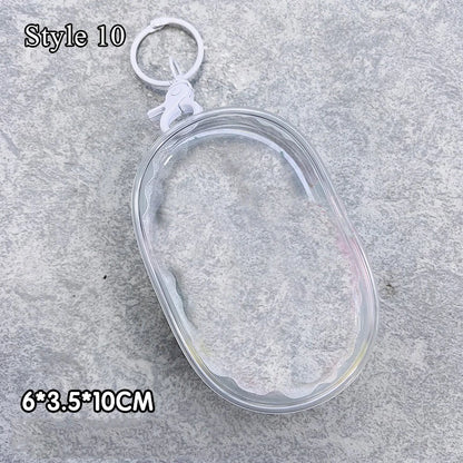 Transparent Jewelry Organizer Box – Plastic Storage Pouch with Keychain, Dustproof Case, Cute Doll Bag for Accessories