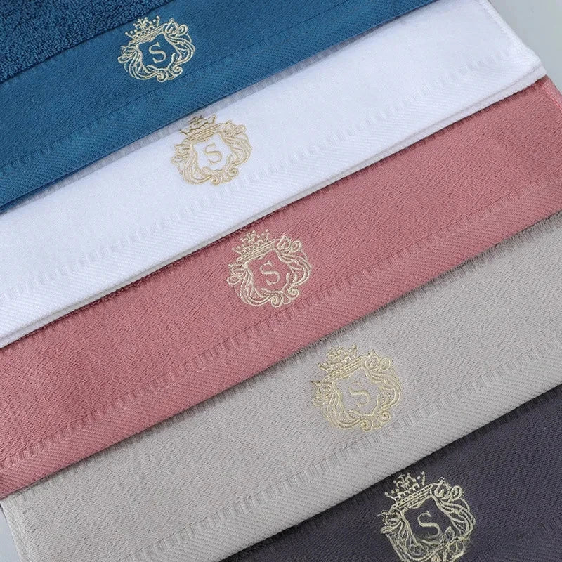 3-Piece Cotton Towel Set – 2 Hand Face Towels 35x75cm + 1 Bath Towel 70x140cm Soft Washcloth Gift Set