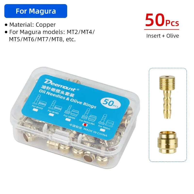 50pcs Bicycle Brake Olives & Inserts – Hydraulic Connector Replacements for SHIMANO BH90/BH59, SRAM, Magura, Tektro