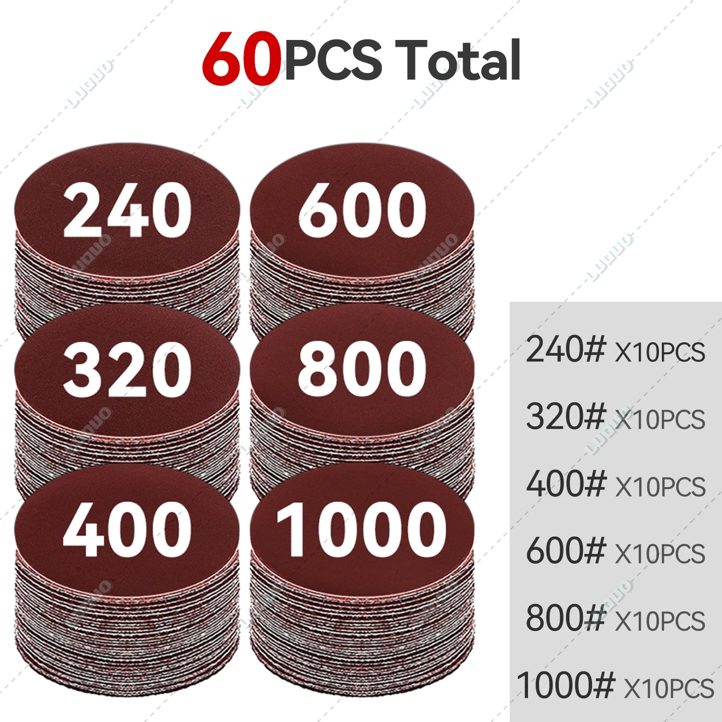 Car Detailing Headlight Restoration Sandpaper Discs – Hook & Loop Round Sanding Sheets for Metal & Wood Polishing Tools