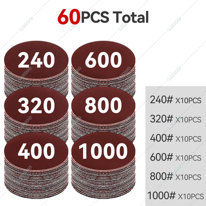 Car Detailing Headlight Restoration Sandpaper Discs – Hook & Loop Round Sanding Sheets for Metal & Wood Polishing Tools