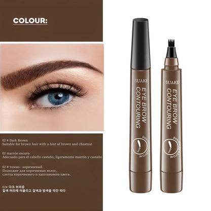 4D Microblading Eyebrow Pen – 4-Fork Tip Waterproof Long-Lasting Eyebrow Tattoo Pencil for Natural Fine Hair-Like Makeup