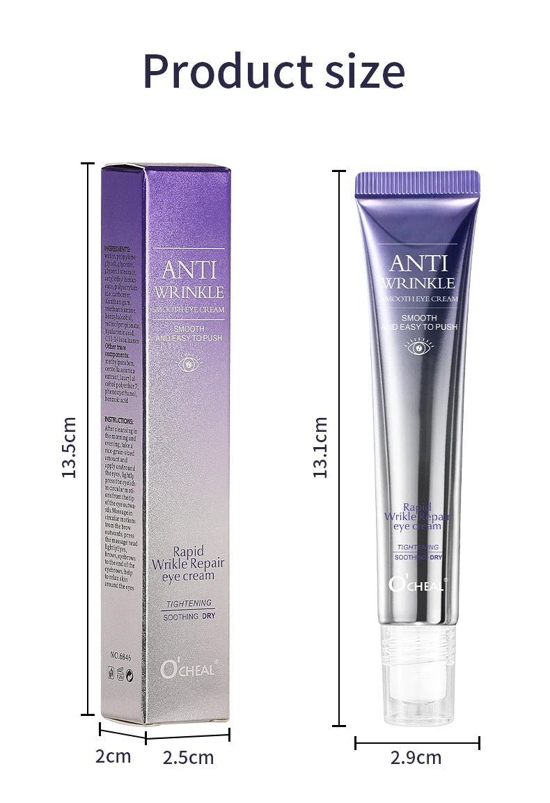 O'CHEAL Anti-Wrinkle Eye Cream Roller – Dark Circle & Puffiness Reducer with Hyaluronic Acid for Anti-Aging Skin Care