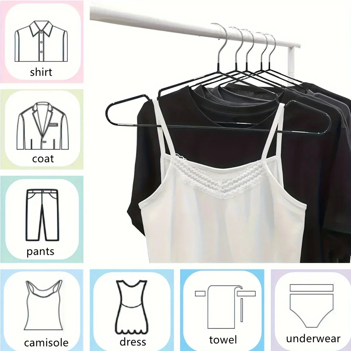 10PCS Metal Non-Slip Clothes Hangers – Durable Space-Saving Wardrobe Organizer for Bedroom & Home