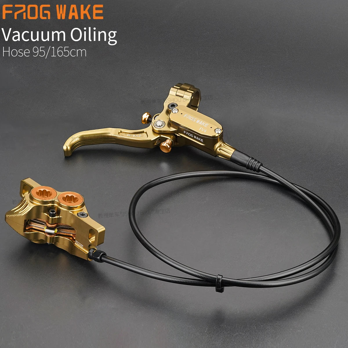 Frog Wake FV4 Mountain Bike Hydraulic Disc Brake Kit – 180mm Rotors, Aluminum 4-Piston Calipers & Levers for MTB