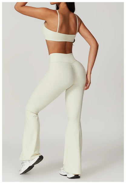 Women’s 2PCS Sportswear Yoga Set – Short Sleeve Crop Top & High Waist Leggings for Gym & Fitness