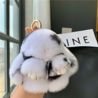 10cm Cute Plush Bunny Keychain – Women’s Fur Pom Pom Angel Rabbit Bag Charm & Toy Pendant for Girls