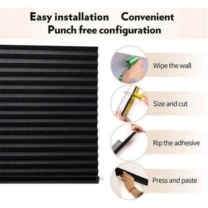 Self-Adhesive Pleated Blinds for Windows - Cordless Fabric Blinds, No Drill Installation, Room Darkening Shades for Bathroom