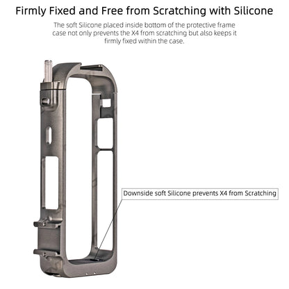 Aluminum Protective Frame for Insta360 X4 - Metal Durable Housing Cage with Cold Shoe Mount, Camera Accessories