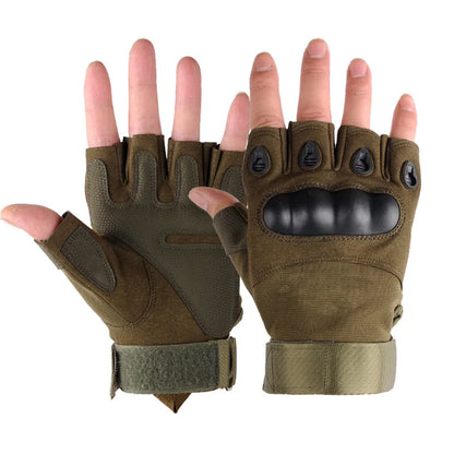 Tactical Hard Knuckle Half Finger Gloves – Men's Combat, Hunting, Shooting & Paintball Duty Fingerless Gloves