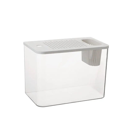 Transparent PET+ABS Fish Tank with Lid – Drop-Resistant Hydroponic Turtle Aquarium for Home