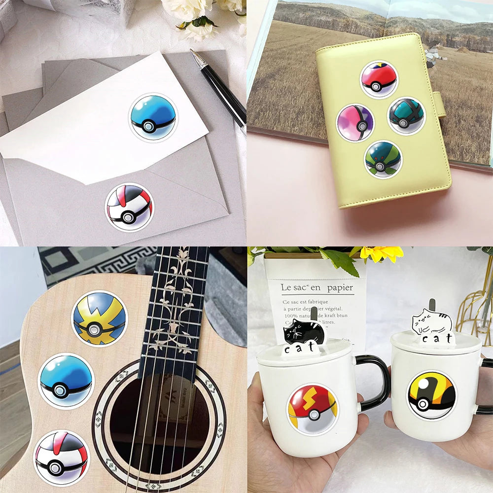 Pokemon Poké Ball Stickers – 500PCS Cartoon Anime Decorative Sticker Roll for DIY Crafts, Journals, Cups & Scrapbooking