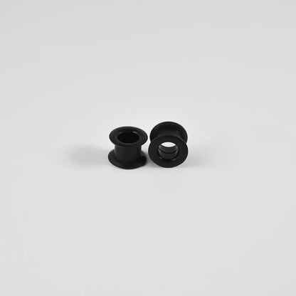 Pair of Supersize Black Silicone Double Flared Ear Tunnel Plugs — Flesh Gauge Expander Stretchers for Piercing