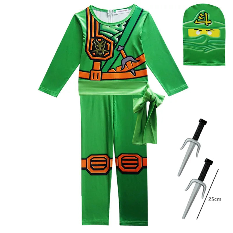 Kids Ninja Cosplay Costume Jumpsuit Set – Halloween & Christmas Party Outfit, Street Ninja Anime Samurai Suit