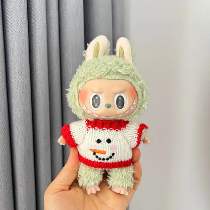 17cm Labubu Santa Christmas Outfit Set for Gen1–3 Vinyl Dolls – Festive Costume & Accessories