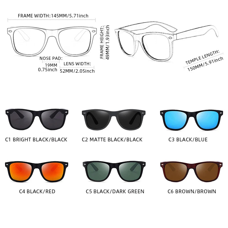 Classic Square Polarized Sunglasses – Retro Black Anti-Glare Driving Shades for Men & Women