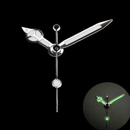 High-Quality Watch Hands – Polished Silver 12.5×12×8mm, C3 & BGW9 Green/Blue Luminous for NH35, NH36, NH34 Movements