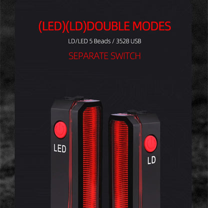 Folding Laser Bike Light - Front & Rear Safety Warning, USB Rechargeable, Waterproof Cycling Lamp