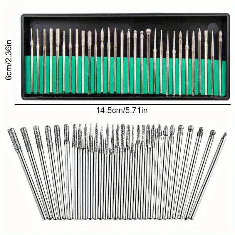 30Pcs Diamond Nail Drill Bit Set - Rotary Electric Milling Cutters for Pedicure, Manicure, Cuticle Burr & Nail Tools Accessories