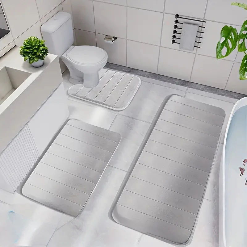 Coral Velvet Bathroom Mat - Anti-Skid Absorbent Toilet & Bathtub Floor Mat, Entrance Rug