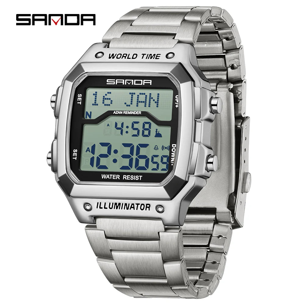 SANDA 2172/2173 Men’s Digital Watch - Multifunction Waterproof LED Electronic Wristwatch