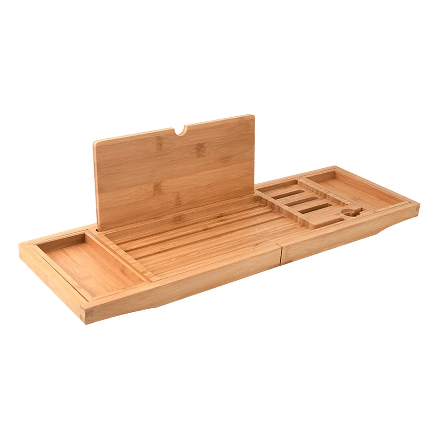 Expandable Luxury Wooden Bathtub Caddy Tray – Non-Slip Spa Organizer with Tablet & Soap Holder (23.62''-34.25'')