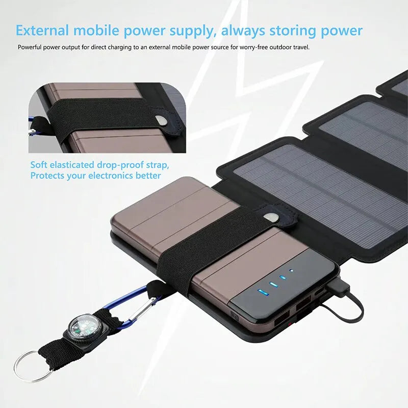 Outdoor Multifunctional Portable Solar Charging Panel - Foldable, 5V 1A USB Output Device for Camping, High Power Output