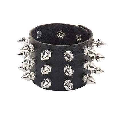 Punk Rock Hip Hop PU Leather Bracelet – Unisex Skull, Pentagram & Rivet Chain Bracelet, Trendy Party Jewelry Accessory