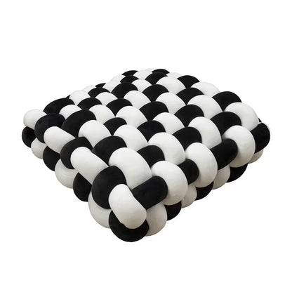 Knotted Square Cushion – Nordic Aesthetic Hand-Made Plush Pillow for Office Chair & Decorative Sleeping Back Support