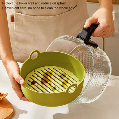 Silicone Air Fryer Oven Baking Tray - Pizza, Fried Chicken Airfryer Basket, Easy-to-Clean Reusable Pan Liner, and Accessories