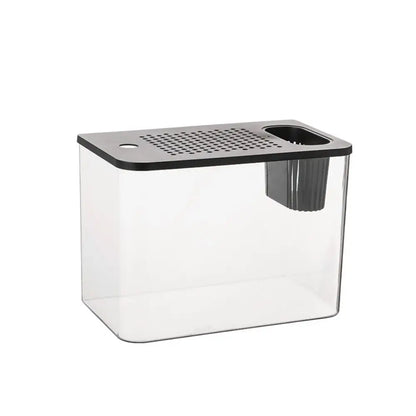 PET+ABS Transparent Fish Tank with Lid – Drop-Resistant Aquarium & Hydroponic Turtle Tank for Home